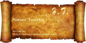 Hanus Toszka névjegykártya